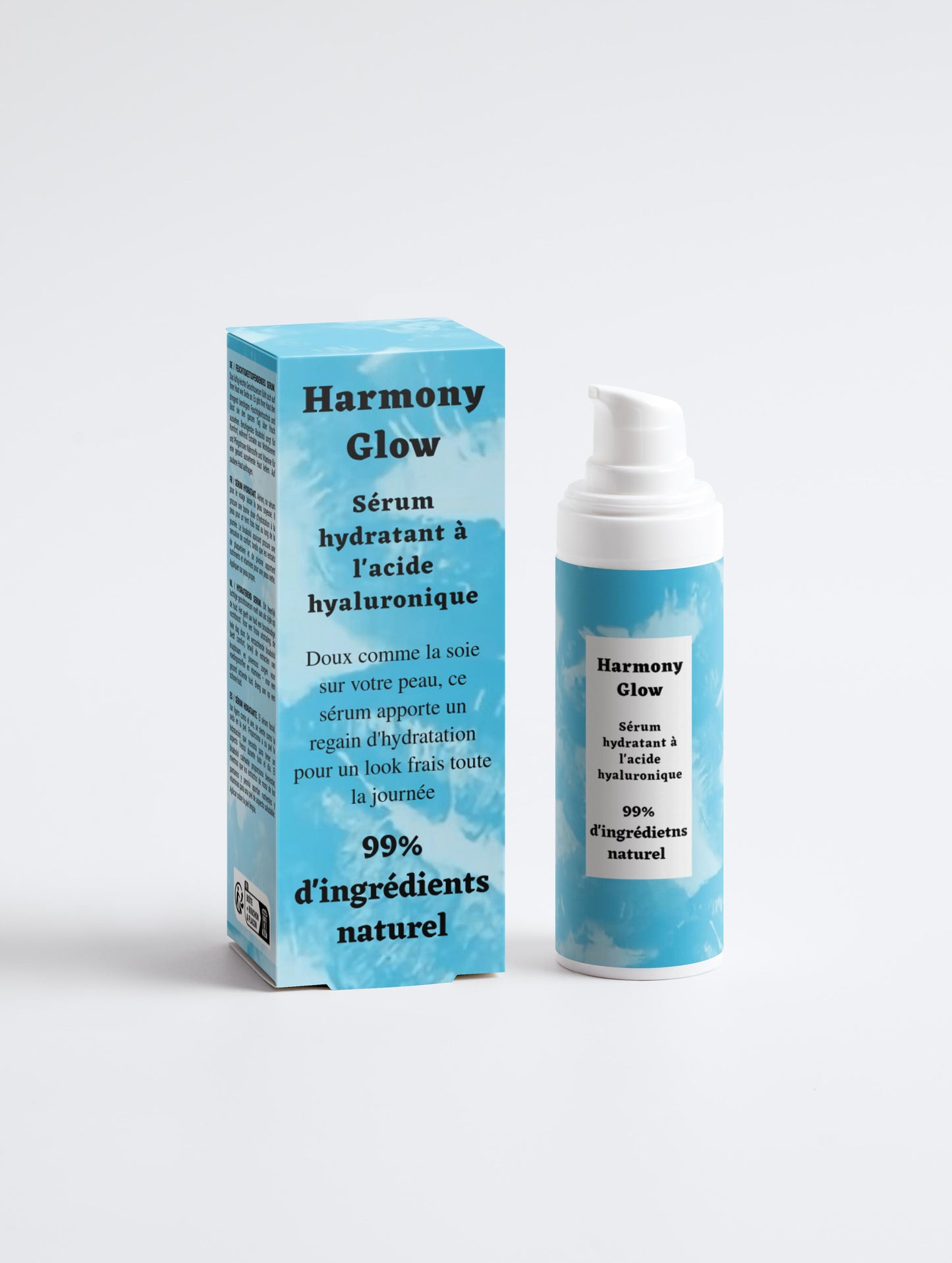 Sérum hydratant à l'acide hyaluronique, 99% d'ingrédients naturel, bio, 30ml