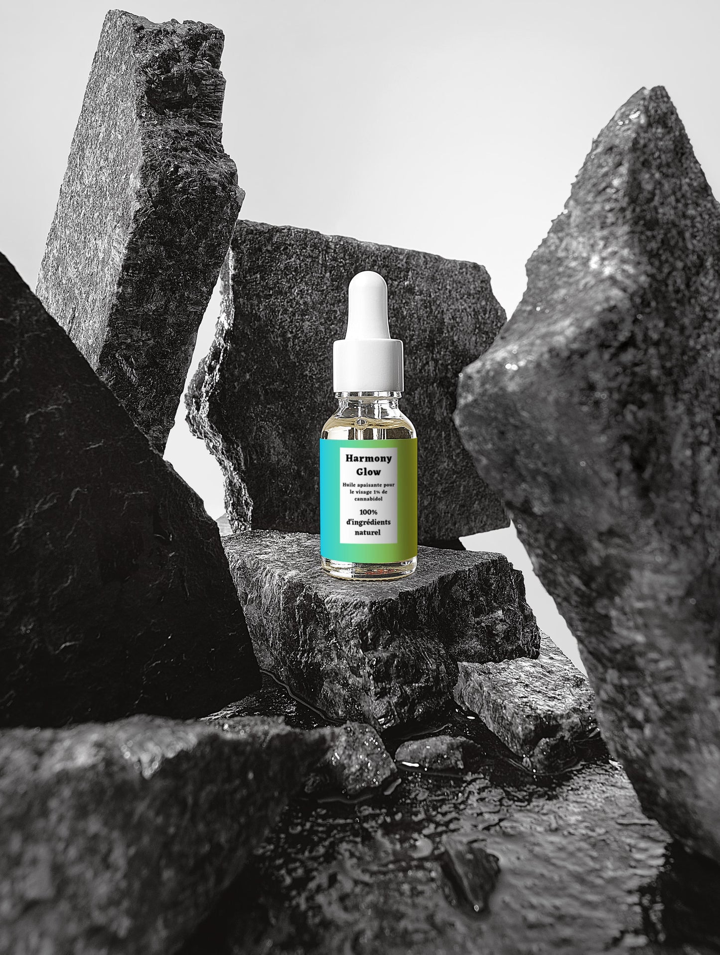 Huile apaisante pour le visage, infusé de 1% de cannabidol, 100% d'ingrédients naturel, 15 ml Bio