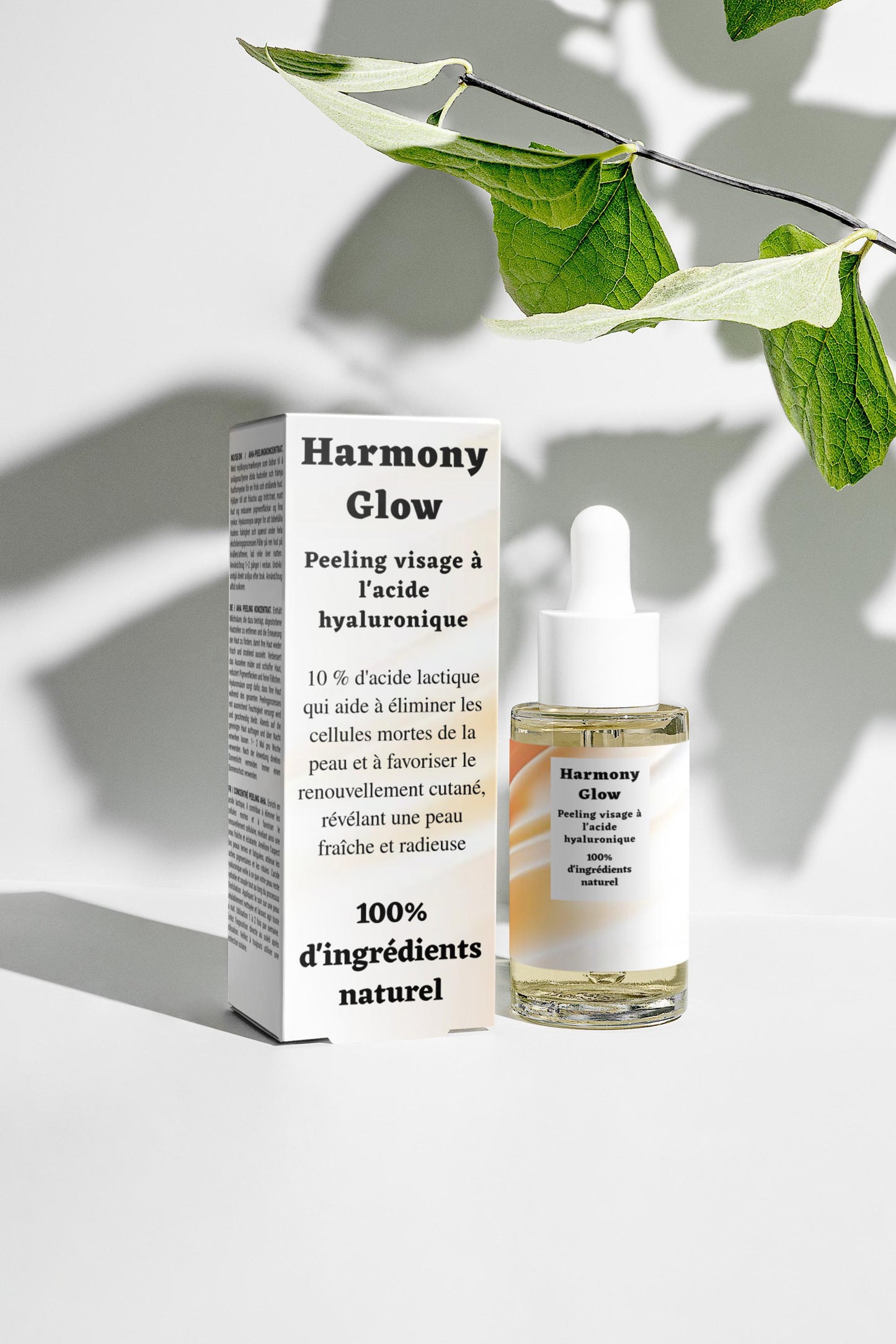 Peeling AHA à l'acide hyaluronique, 100% d'ingrédients naturel, bio, 30ml