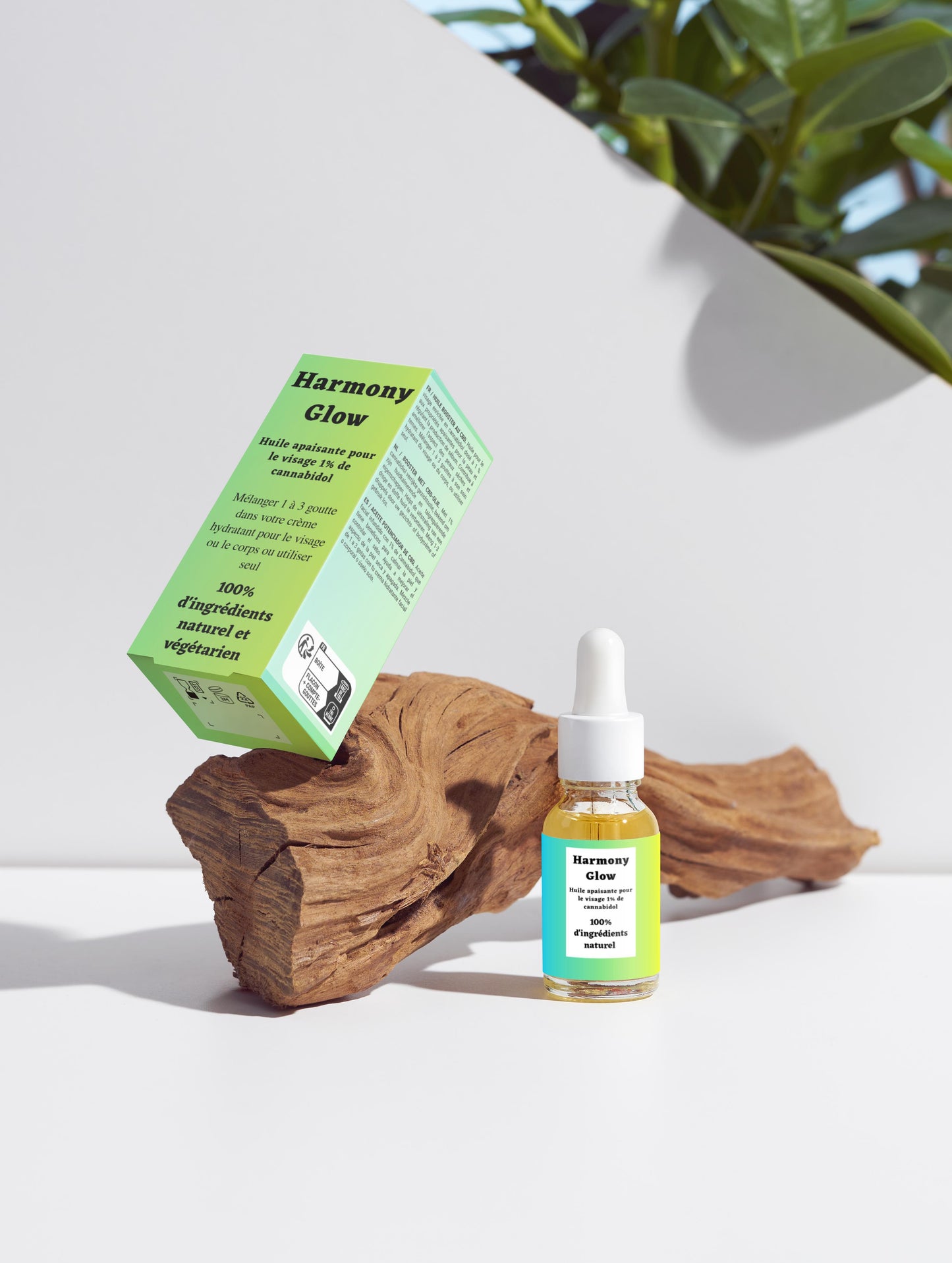 Huile apaisante pour le visage, infusé de 1% de cannabidol, 100% d'ingrédients naturel, 15 ml Bio