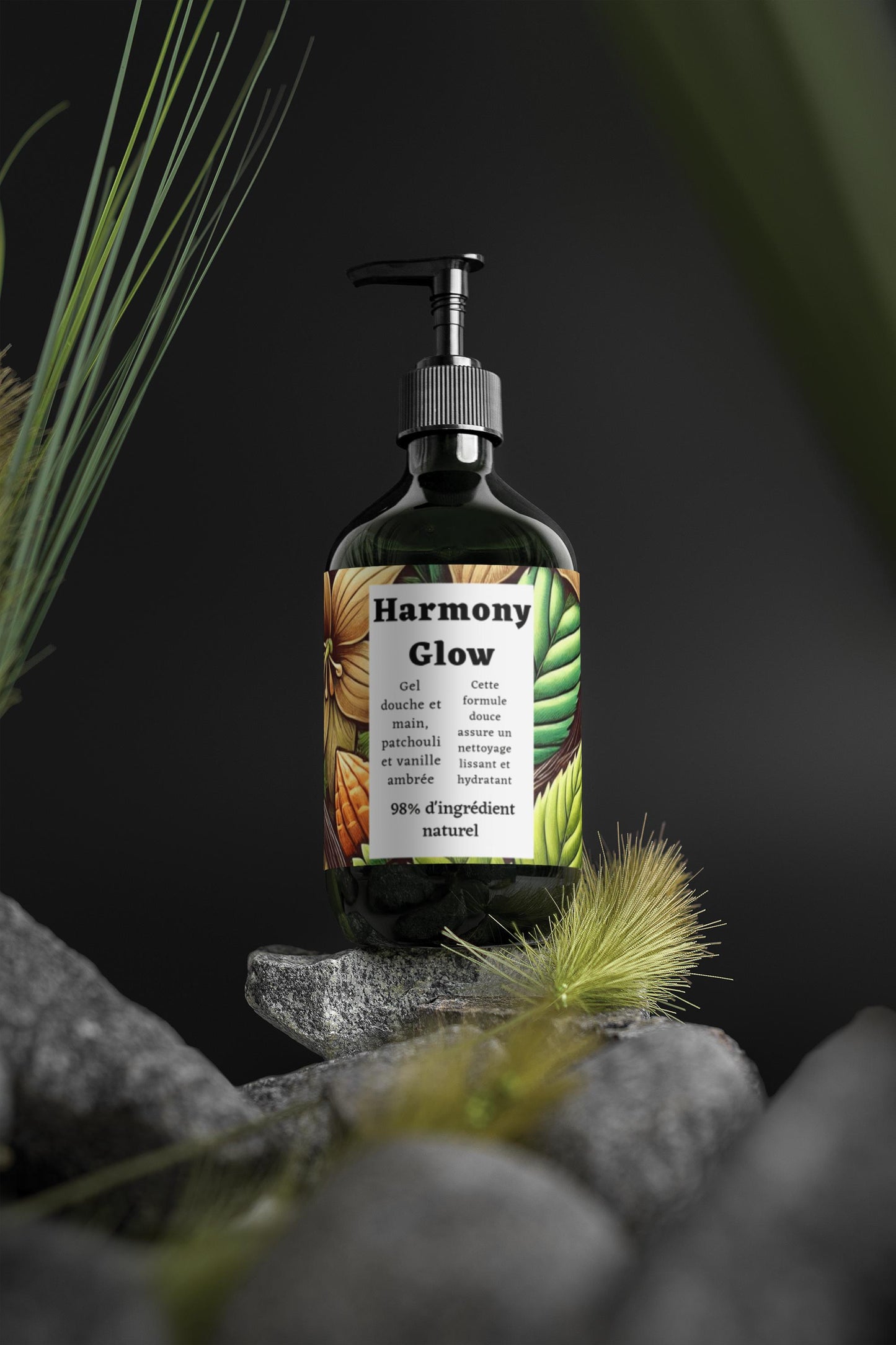 Gel douche, patchouli et vanille ambrée, 98% d'ingrédients naturel, bio, 490ml