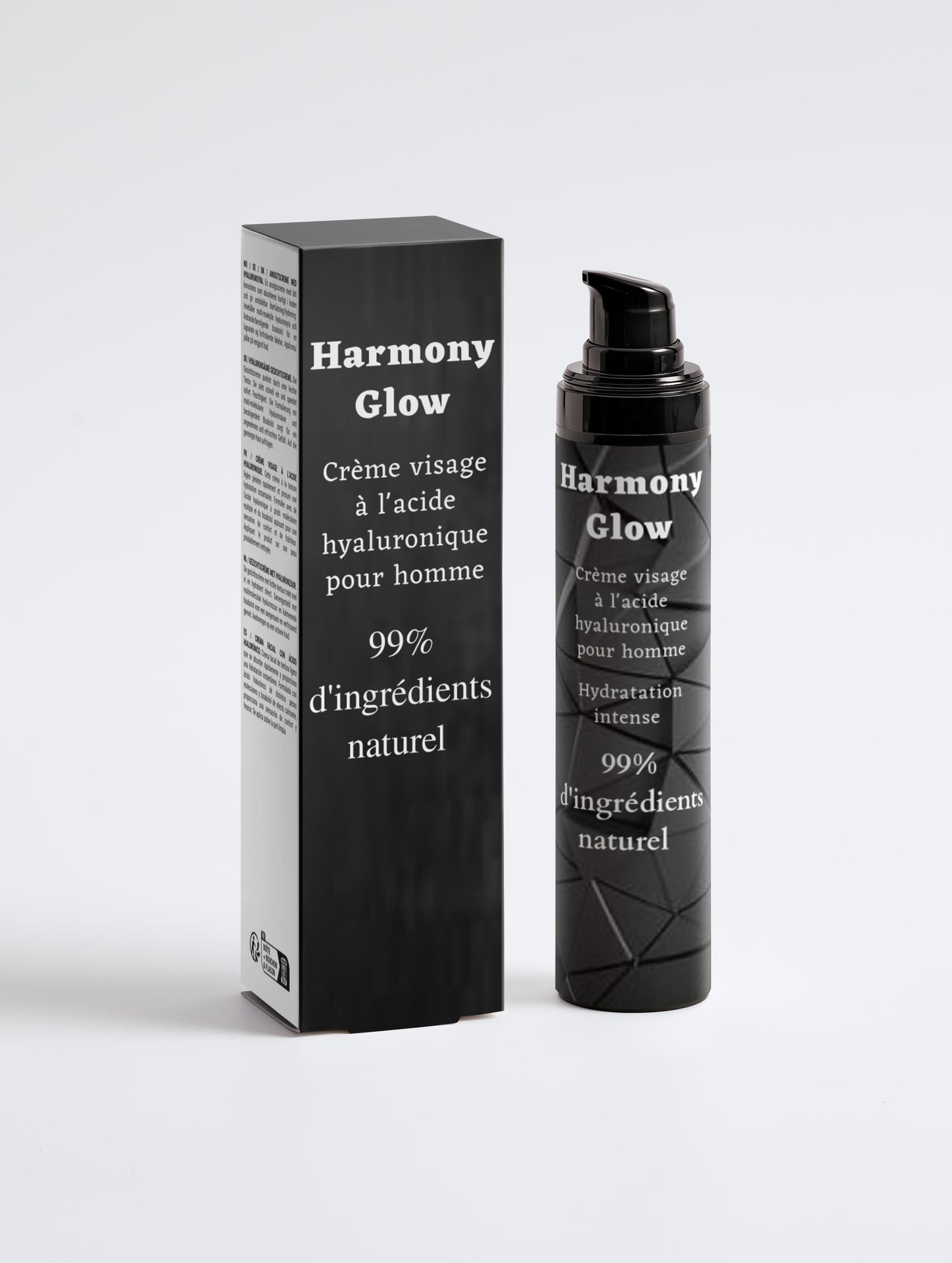 Crème visage à l'acide hyaluronique pour hommes, 99% d'ingrédients naturel, 50ml